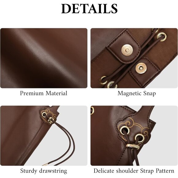 Large Vegan Leather Crossbody Hobo Bag for Women Work Travel Casual - Picture 4 of 7